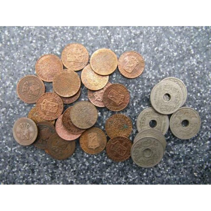 Munten van Ned. Indië ½- en 5-cent stukken