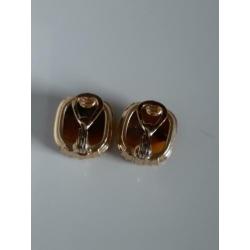 Monet vintage clips oorbellen goudkleurig strass cabochon