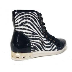 Schoenen partij zwarte GOFC hoge sneakers met zebra print