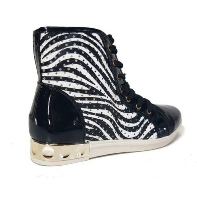 Schoenen partij zwarte GOFC hoge sneakers met zebra print