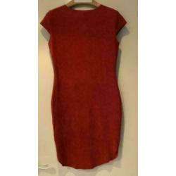 rode fake suede jurk maat S