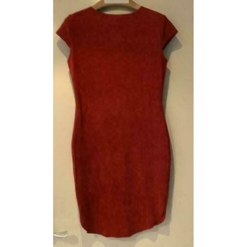 rode fake suede jurk maat S
