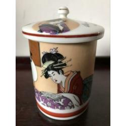 Nippon Chinees porselein dekselkom Chinese 11 cm