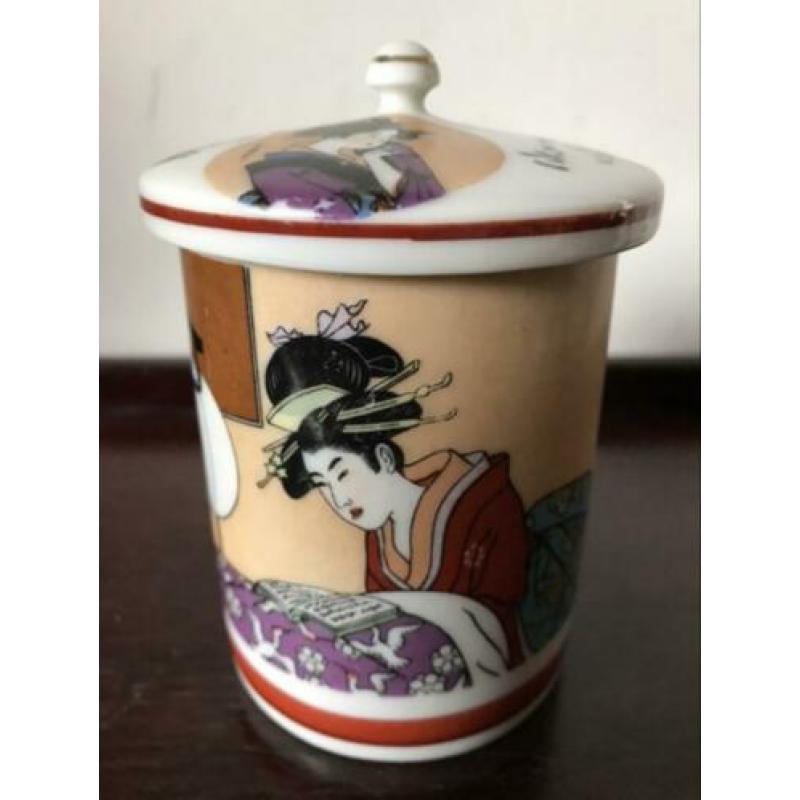 Nippon Chinees porselein dekselkom Chinese 11 cm