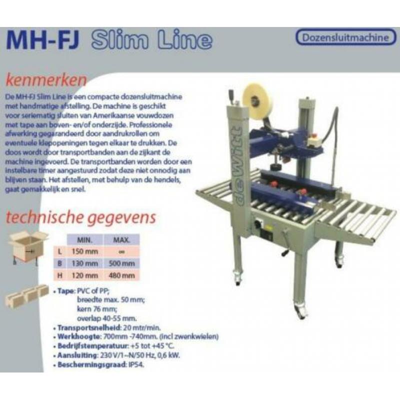 Dozensluiter, tapemachine compleet en met 1 jaar garantie