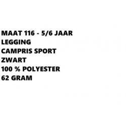 Maat 116 - legging - campris sport - zwart