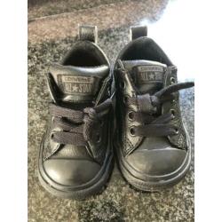 Converse all stars leer zwart maat 20