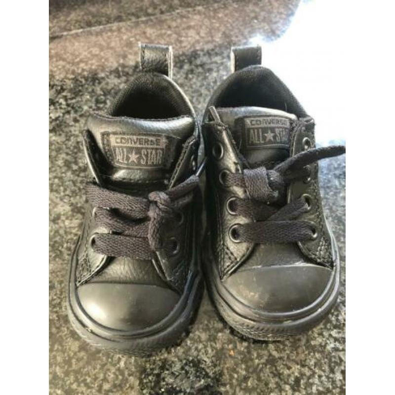 Converse all stars leer zwart maat 20