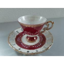 2 Parelmoer kop en schotel Rococo