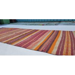 Vintage kelim kleed loper 333x113 cm vloerkleed tapijt kelim