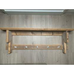 Landelijke wand kapstok van steigerhout met 5 haken