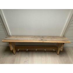 Landelijke wand kapstok van steigerhout met 5 haken