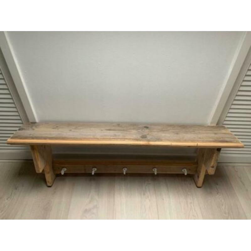Landelijke wand kapstok van steigerhout met 5 haken