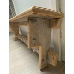 Landelijke wand kapstok van steigerhout met 5 haken