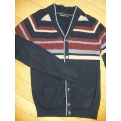 JUNK DE LUXE vest wol blauw met streep maat M
