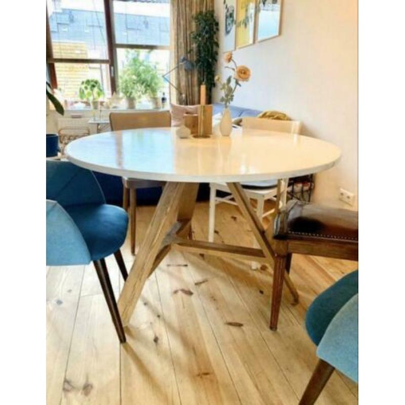 Staphorster klaptafel eettafel eiken wit rond hout 120