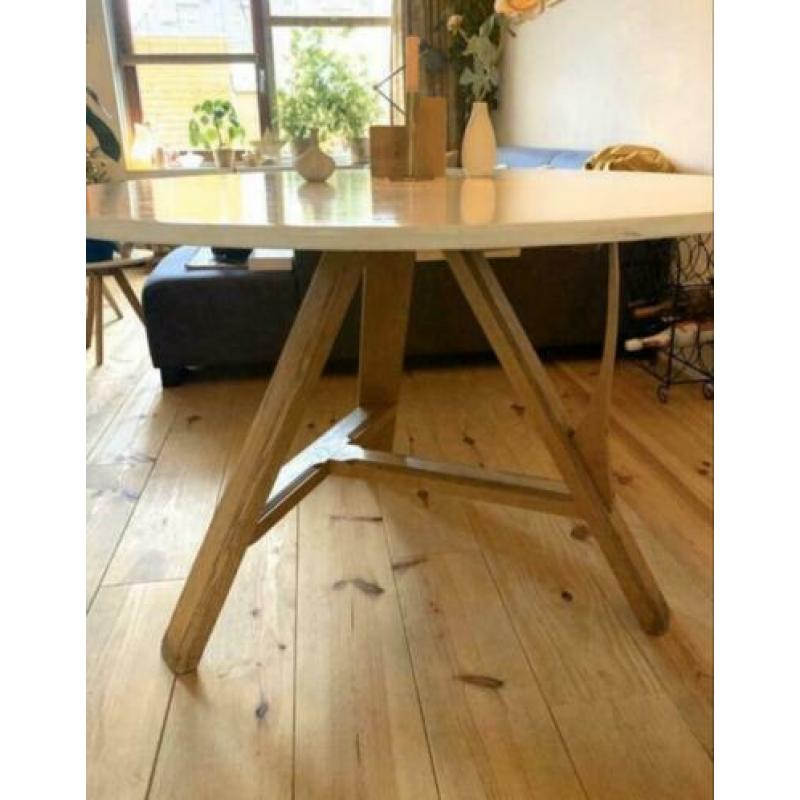 Staphorster klaptafel eettafel eiken wit rond hout 120