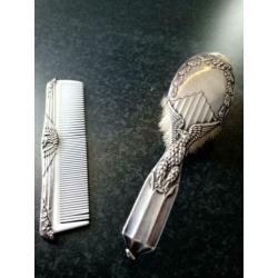 zilver baby borstel en kammetje