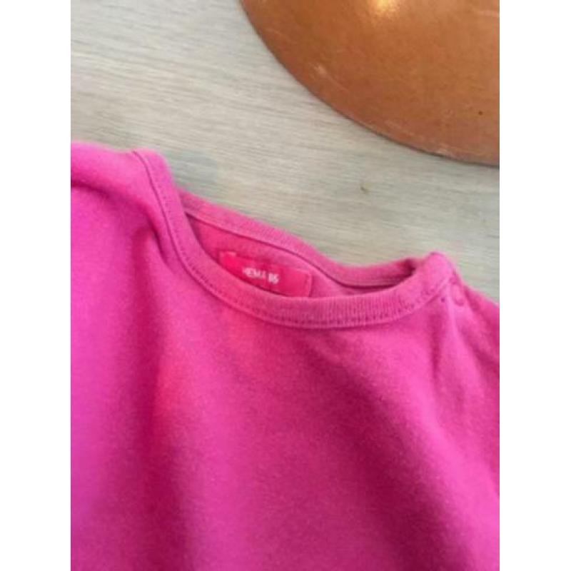HEMA basis shirt / longsleeve roze + knoopjes mt 86 WK