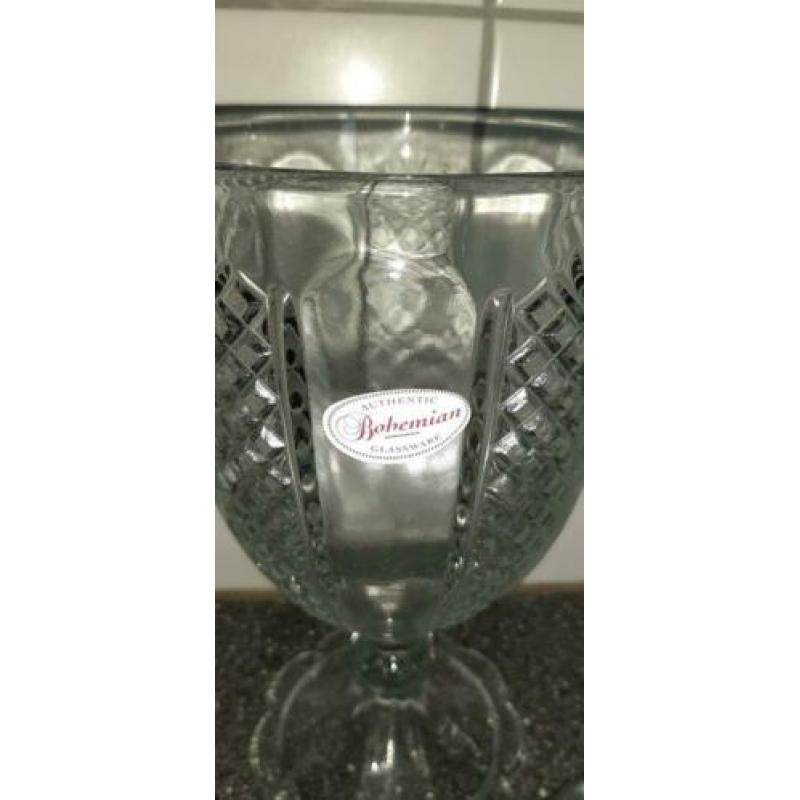 Authentic BOHEMIAN glassware hoge glazen kristallen SCHAAL??