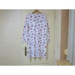 Pastunette nachtjapon wit-roze met lange mouw Mt L