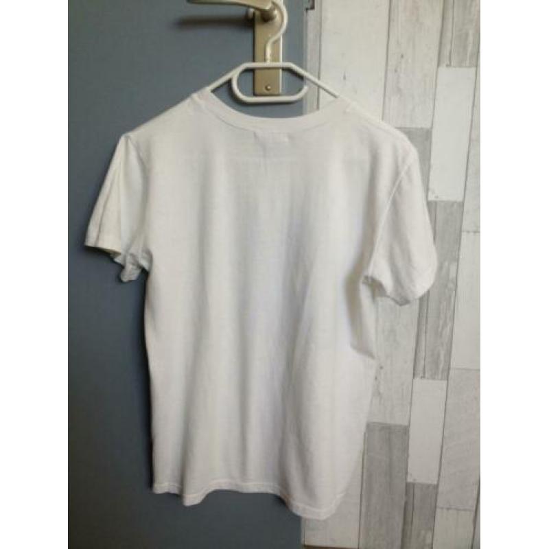 wit+zwart dood-skelet-hoofd+steentje t shirt S heren-jongen