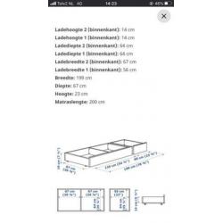2 bedlades op wieltjes - wit - 199cm breed