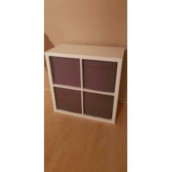 Ikea kast 76 bij 76 cm met of zonder stoffen bakjes (grijs)
