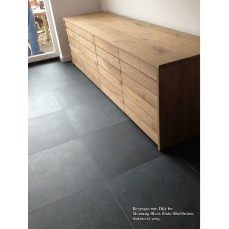 landelijke vloertegels Mustang leisteen Black Slate 60x60 cm