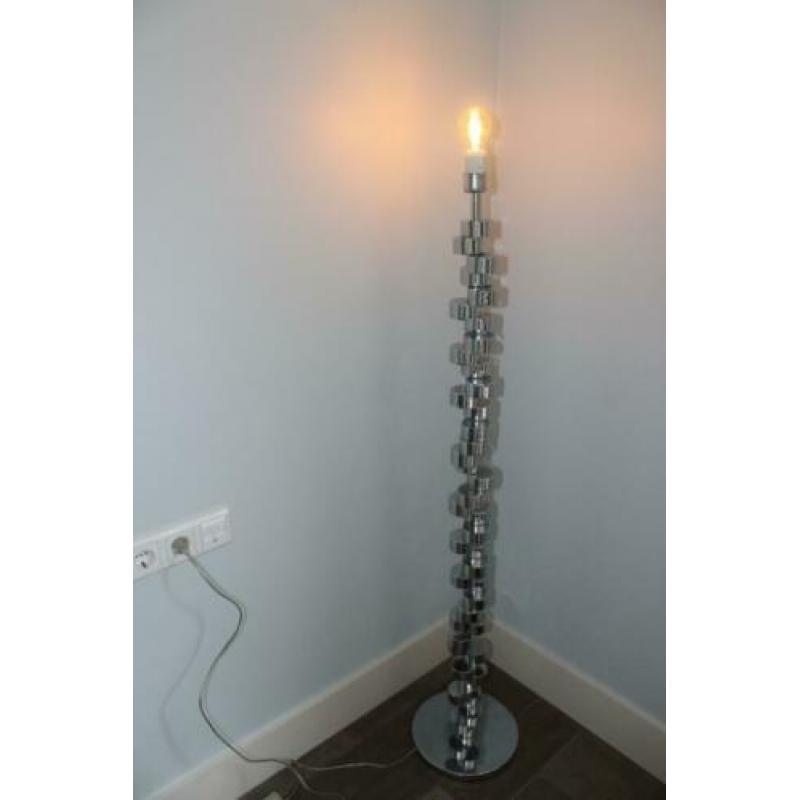 Vintage staande schemerlamp chroom design lamp staand
