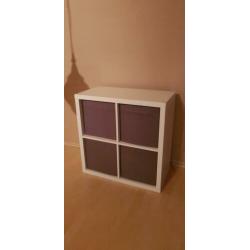 Ikea kast 76 bij 76 cm met of zonder stoffen bakjes (grijs)