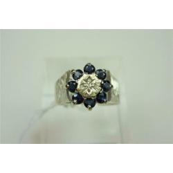 Ring goud +Saffier & diamant / Z6239