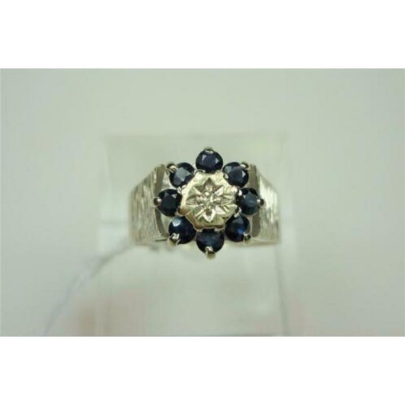 Ring goud +Saffier & diamant / Z6239
