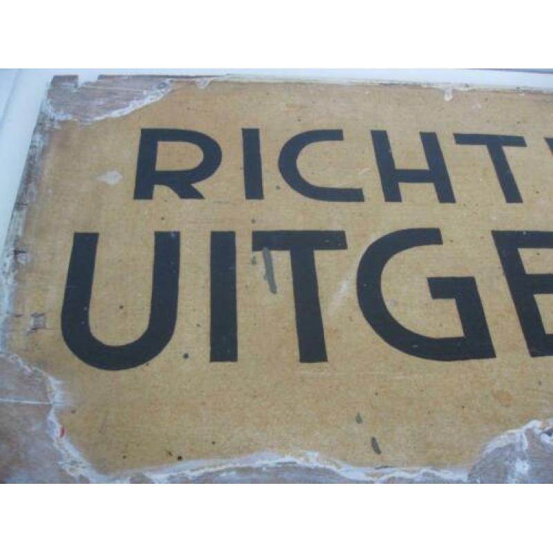 Antiek triplex richtingsbord. Uitgeest. Eerste heft 20e eeuw