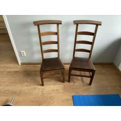 Bidstoel hout met leer