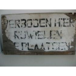 Antiek triplex richtingsbord. Uitgeest. Eerste heft 20e eeuw