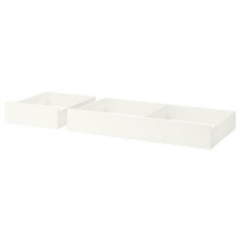 2 bedlades op wieltjes - wit - 199cm breed