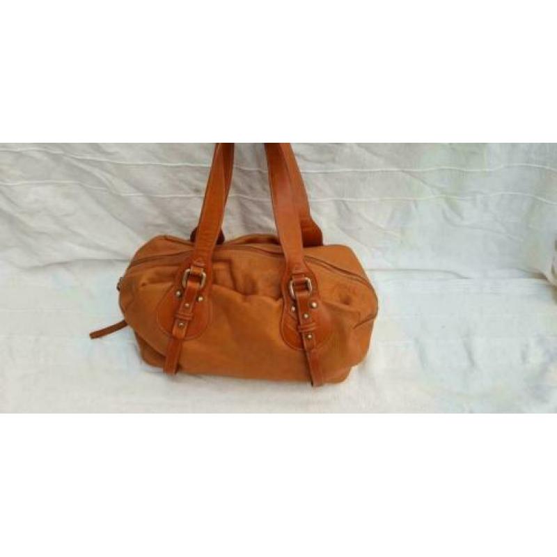 E523 FURLA bruin echt lederen damestas zeer fraai