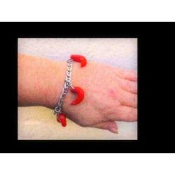 Bijzonder Zilveren Armband met 6 Hangers Bloedkoral!