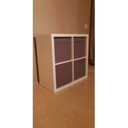 Ikea kast 76 bij 76 cm met of zonder stoffen bakjes (grijs)