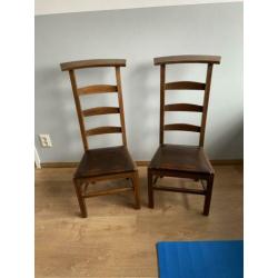 Bidstoel hout met leer