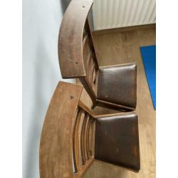 Bidstoel hout met leer
