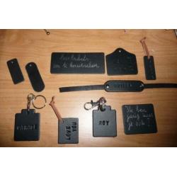 Leerlabels echt leer stempelleer tuigleer labels
