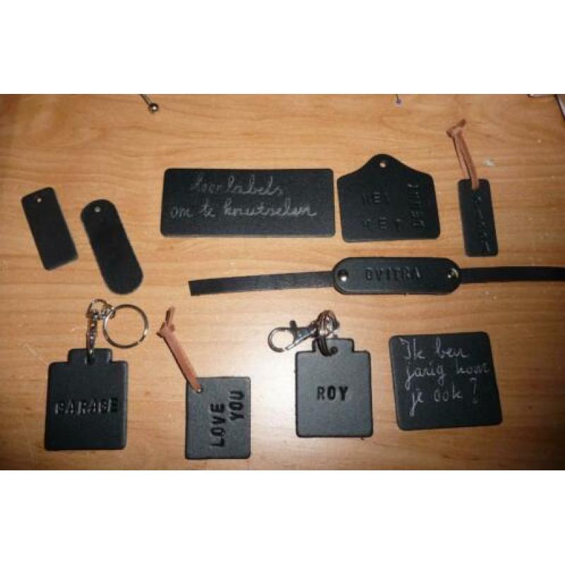 Leerlabels echt leer stempelleer tuigleer labels