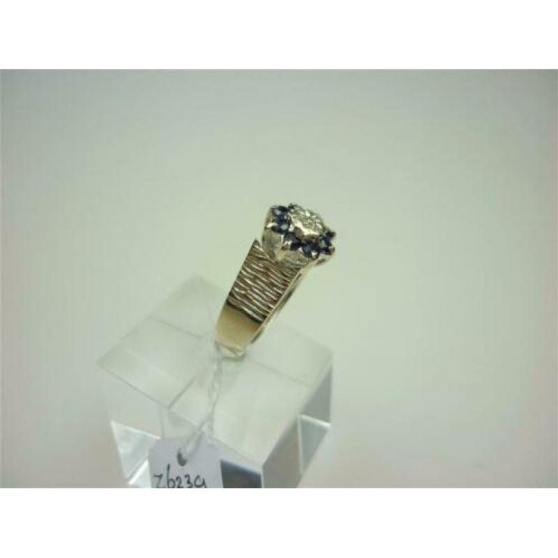 Ring goud +Saffier & diamant / Z6239