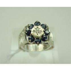 Ring goud +Saffier & diamant / Z6239