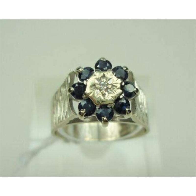 Ring goud +Saffier & diamant / Z6239