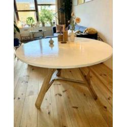 Staphorster klaptafel eettafel eiken wit rond hout 120