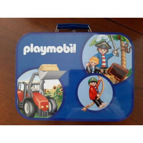 Puzzel Playmobil, 4 stuks in metalen koffertje.