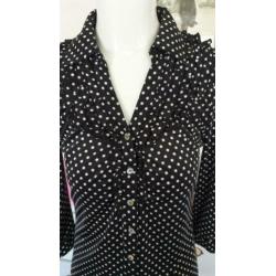 Morgan zwarte blouse met dots, mt 36, zgan.